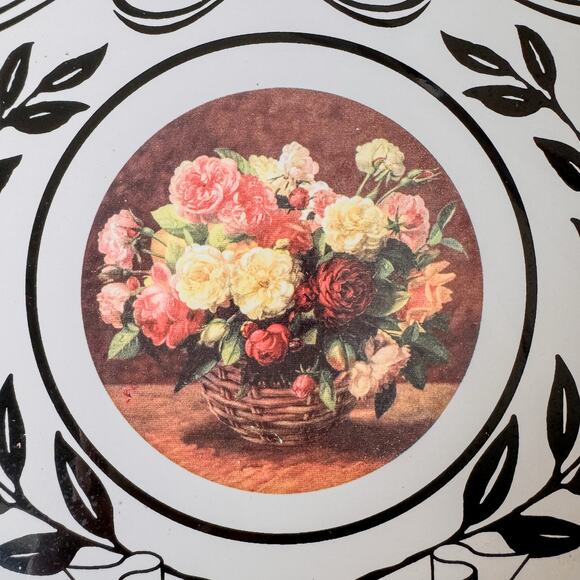 1960’s Vintage Kiln Fired TileCraft Trivet, Gorgeous Bouquet in Basket , 6” - Picture 3 of 4